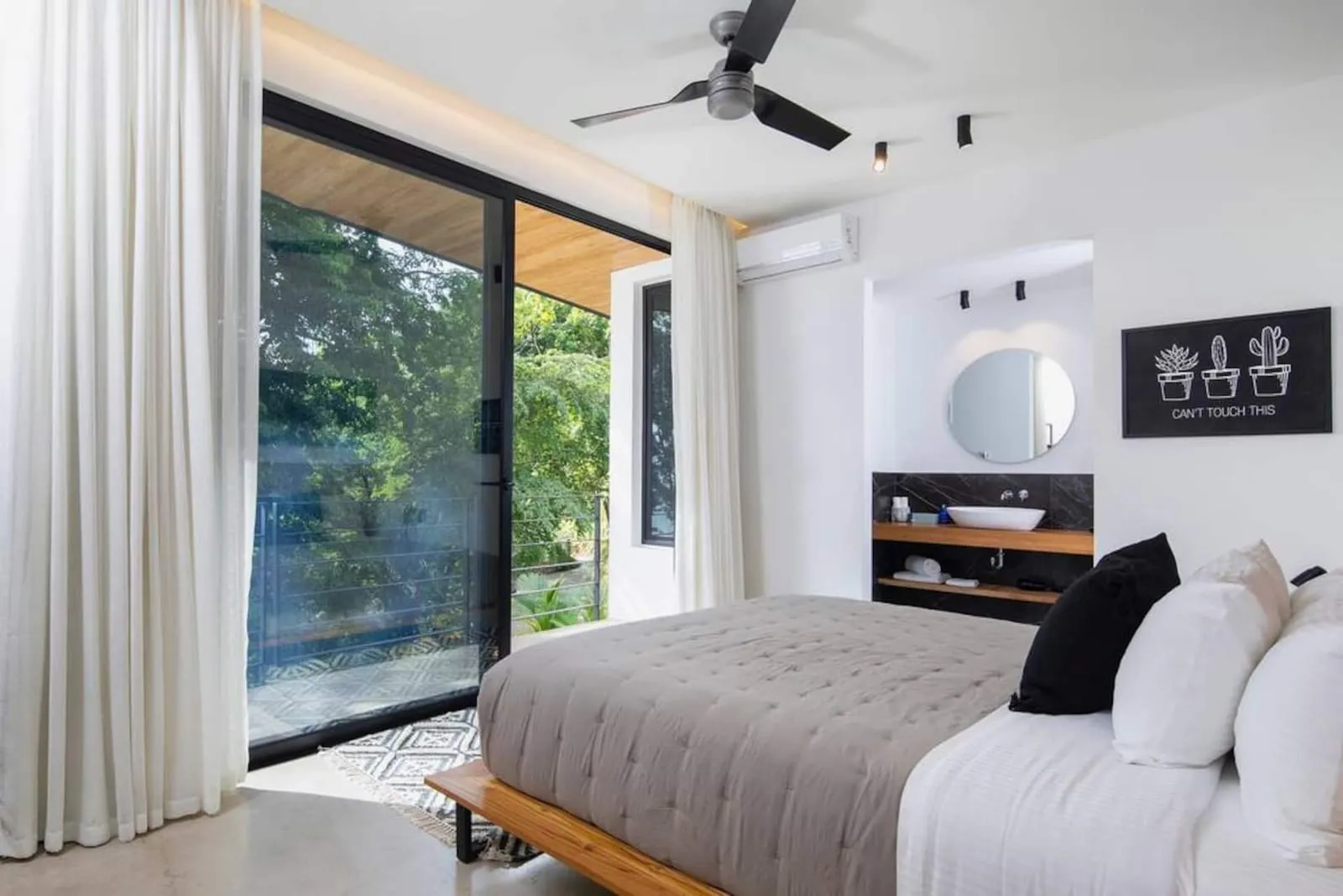 Bedroom with a ceiling fan