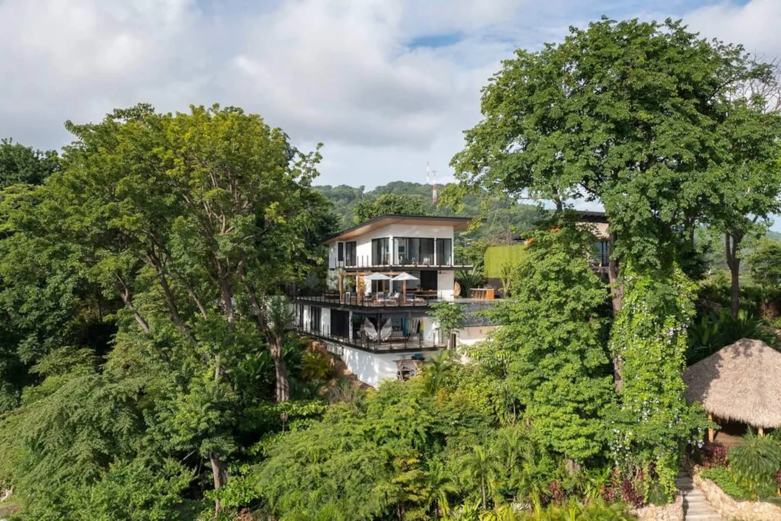 Aerial view of the villa in the jungle