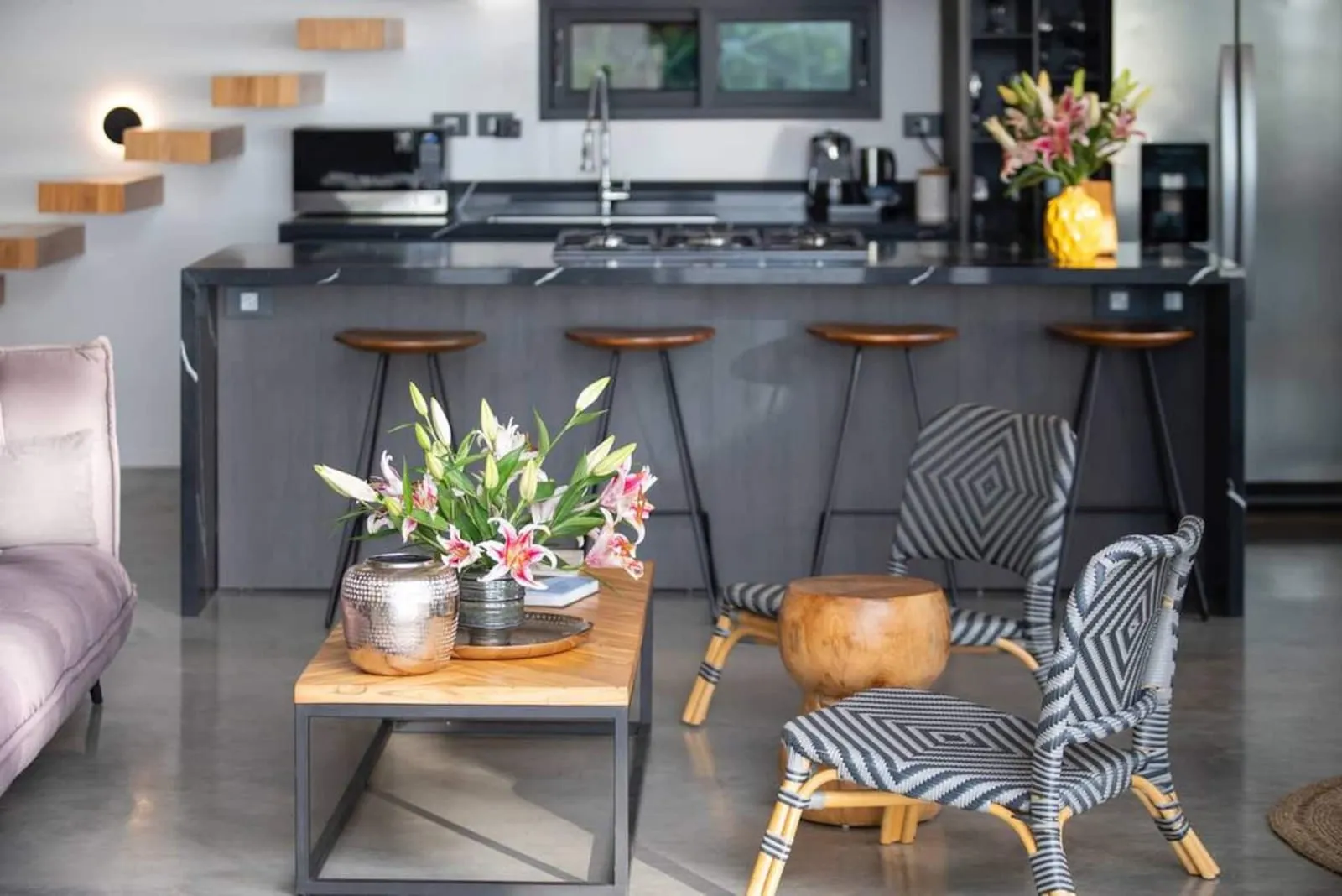 Kitchen bar with stools